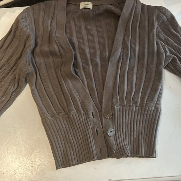 Wilfred ballon sleeve cardigan dark grey/beige undertones - Picture 2 of 4